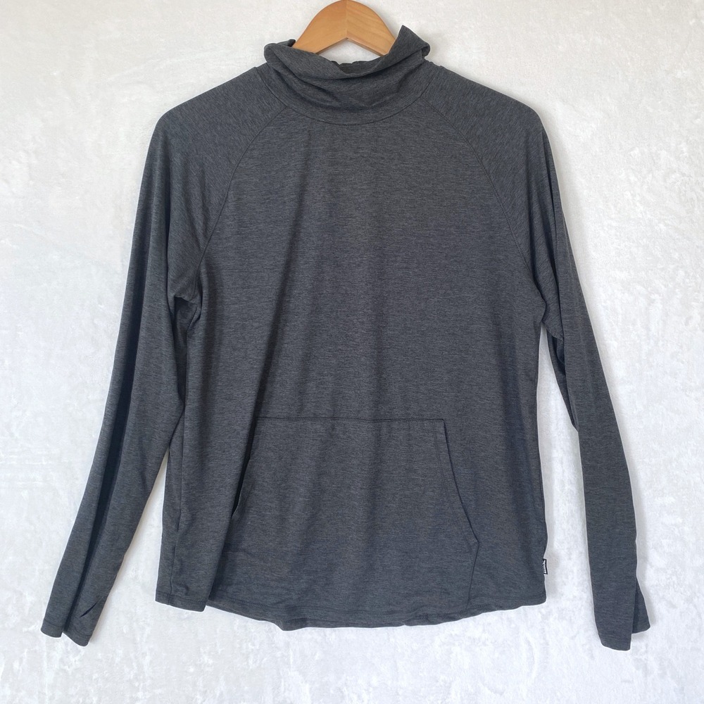 Eddie Bauer Women's Gray Active Funnel Neck Long Sleeve Pocket Pullover Top‎ L